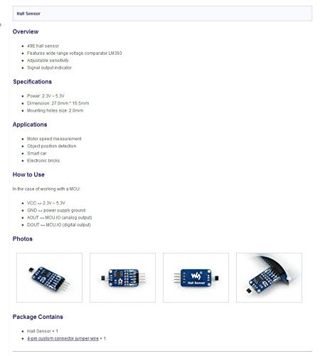 Waveshare Hall Element Switch Sensor Detector Hall Sensor Detection Module Magnetic for Detect Car AVR