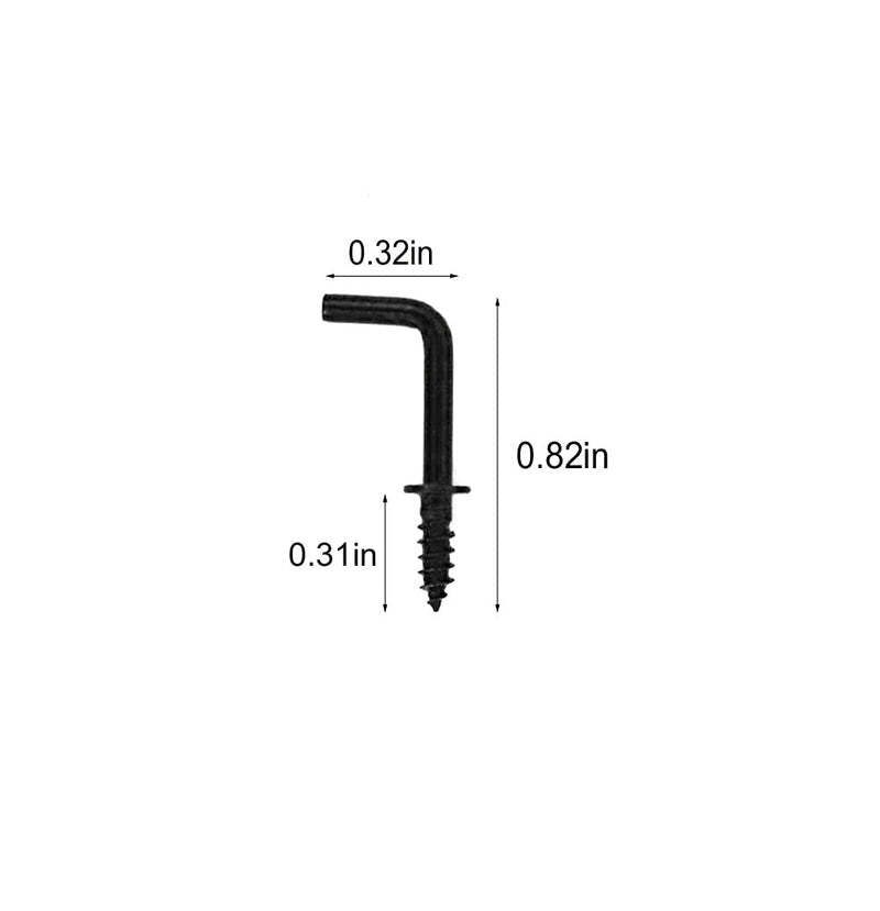 100 Pcs 1/2" Black Small l Shaped Hooks Screw in Right Angle Hooks Square Bend Hooks Jewelry Hooks