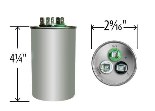 GE 97F9816-60 + 5 uf MFD 370/440 Volt VAC AmRad Round Dual Run Capacitor, Made in the U.S.A.