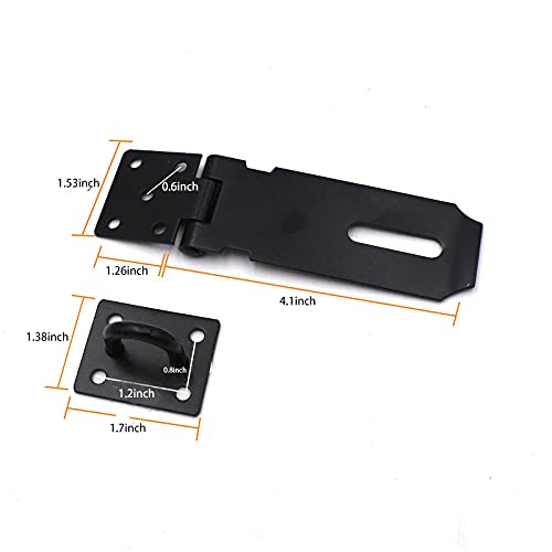 Door Hasp Padlock Latch Stainless Steel Safety Clasp Hasp Lock Latch Matte Black Finish 2 Pack (4inch) 4inch
