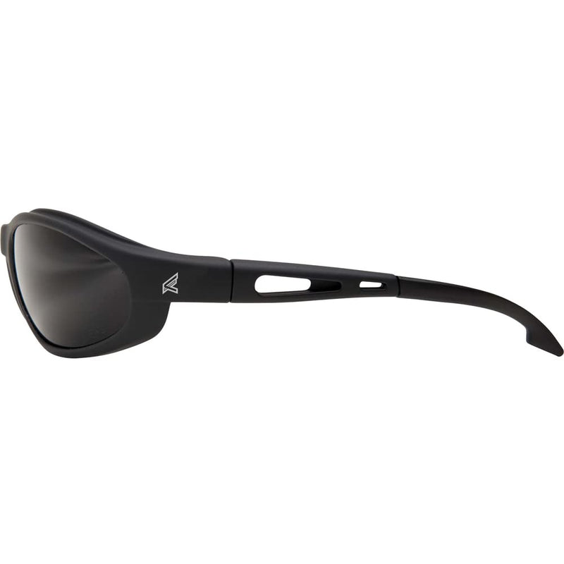 Edge TSM216 Dakura Polarized Wrap-Around Safety Glasses, Anti-Scratch, Non-Slip, UV 400, Military Grade, ANSI/ISEA & MCEPS Compliant, 5.04" Wide, Matte Black Frame / Smoke Lens