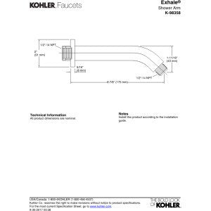 KOHLER K-98358-TT Exhale Showerarm, Titanium Vibrant Titanium
