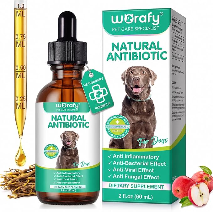 Dogs Antibiotics for Infection Coughs, UTIs, Allergies, Itching - Natural Antibiotics Supplement Drops for Cats to Support Digestion and Urination | Skin & Coat | All Breeds & Ages | 2 Oz