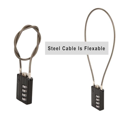 SEPOX® Versatile Twins Resettable 4-Digit Combination Padlock with Extrem Long Cable – Personalized Password, Durable Vinyl Steel Cable, Multipurpose Lock for Suitcase, Gym – Black 32cm Cable 32cm2pcs