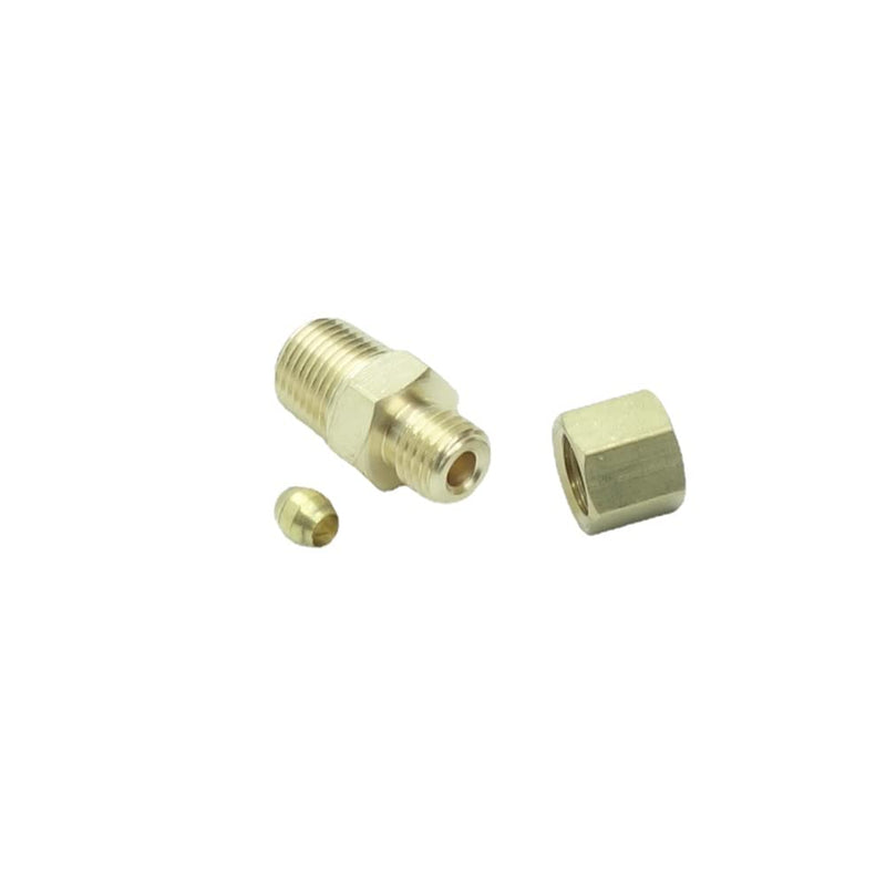 3 Pcs Brass Tube Fitting 1/8" Tube OD Compression x 1/8" NPT Male Pipe Connector Brass 1/8"OD x 1/8 NPT 3