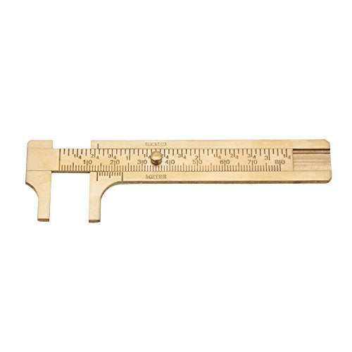 Gauge Vernier Pocket Caliper Handy Brass Sliding Gauge Brass Vernier Caliper Ruler Measuring Tool Double Scales mm/inch Mini Bead Wire Jewelry Measuring (80mm/3.14in)