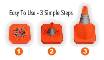 12 Inch Collapsible Traffic Multi Purpose Pop Up Reflective Safety Cone, Work Area Protection, Emergency Roadside Barrier