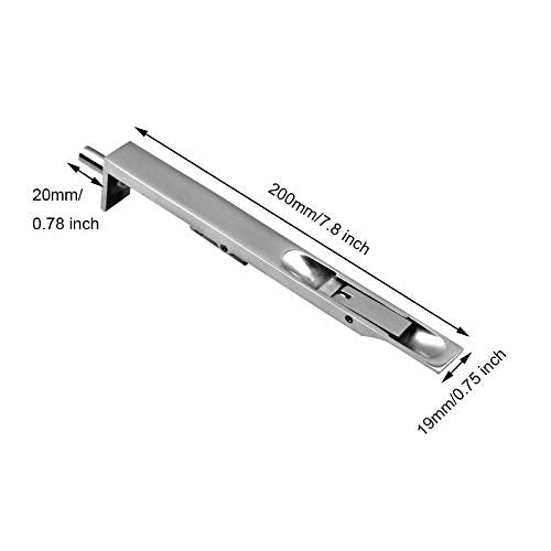 TOGU 8" Solid Stainless Steel Lever Action Flush Bolt,Concealed Security Door Lock for Composite/French/Wood/Double Sides/Dummy Doors,Brush Stainless Steel Finish
