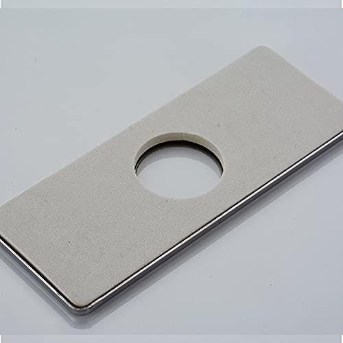 6 Inch Chrome Sink Hole Cover, 4" Hole Cover Deck Plate, Bathroom Faucet Deck Plate, Stainless Steel Square Escutcheon for Bathroom or Kitchen Single Hole Vanity Sink Faucet