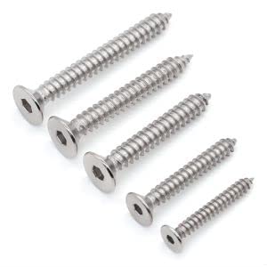 Glvaner (60 pcs) M4 x 20mm Flat Head Socket Cap Self Tapping Screws Wood Screws 304 Stainless Steel 18-8 Full Thread Coverage Sheet Metal Screw 60