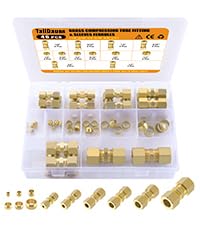 46pcs Brass Compression Tube Pipe Fittings Assortment Kit, Taiidaues 1/8" 3/16" 1/4" 5/16" 3/8" 1/2" OD Compression Union Connector & Compression Sleeves Ferrules 46Pcs Compression Kit - NewNest Australia