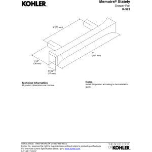 KOHLER Memoirs Pull Vibrant Brushed Nickel