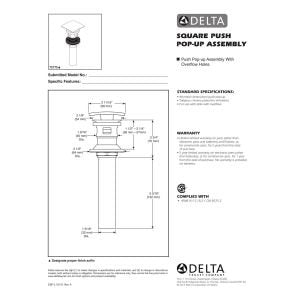 Delta Faucet 72175 Square Push Pop-Up with Overflow, Chrome (Pack of 1)