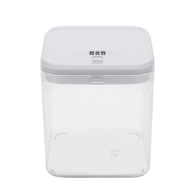 Clear Medicine Lock Box with code, Small Food Snack Phone medication Lock Boxes for Personal Items Combination Electronics Organizer,Phone Jail,Gaming Device Lockable Boxes White Lid + Clear Base