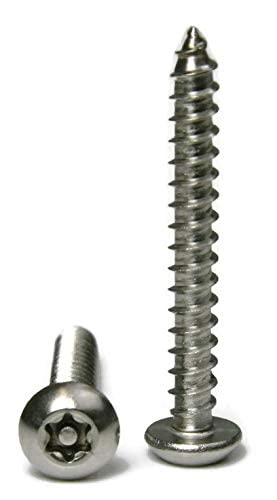#10 x 2" - 25 Pack - Torx w/Pin Tamper Proof Security Button Head Sheet Metal Screws 18-8 Stainless Steel T-25