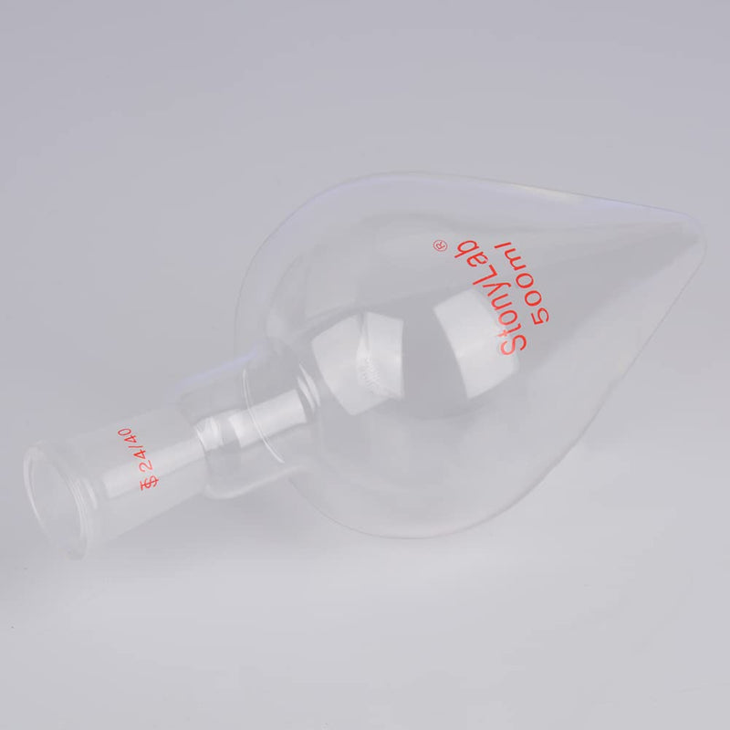 stonylab Recovery Flask Heavy Wall Single Neck Borosilicate Glass with 24/40 Standard Taper Outer Joint Pear Shaped, 500 ml