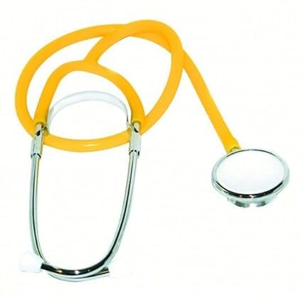 Single Head Stethoscope, 22 inch Tubing, Aluminum Chestpiece, Yellow 10 Pack