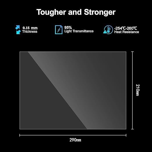 NFEP Film 5pcs A4 Size SuperDurable Toughest PFA Film for ELEGOO Saturn S, Saturn 2, Photon Mono X 6K, M3 Plus, Sonic Mighty 4K, E10, X10 9.1-10.1 inch Resin 3D Printer (290x210x0.127mm)