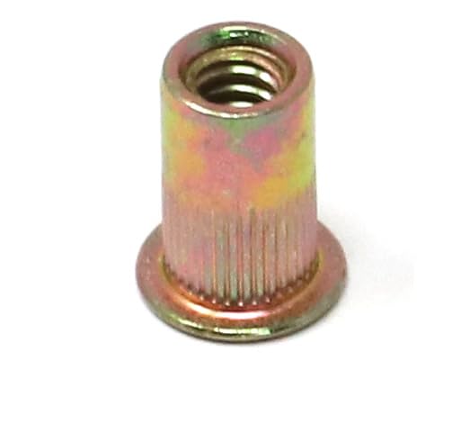iexcell 100 Pcs #10-24 UNC Threads Carbon Steel Flat Head Rivet Nuts Threaded Insert Nuts Nutserts