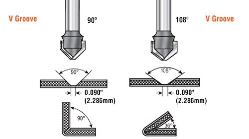 Amana Tool - 45794 Carbide Tipped Double Edge Folding V-Groove 90 Deg x 0.090" Tip Wid 3/8 CH x 1/2 D x 1/2 Inch
