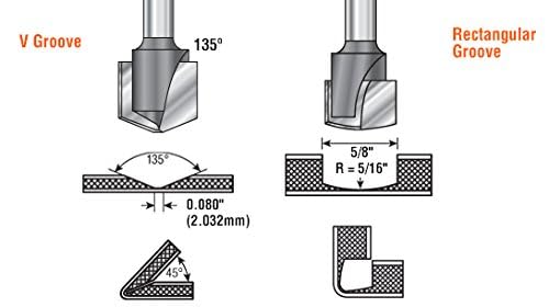 Amana Tool - 45794 Carbide Tipped Double Edge Folding V-Groove 90 Deg x 0.090" Tip Wid 3/8 CH x 1/2 D x 1/2 Inch