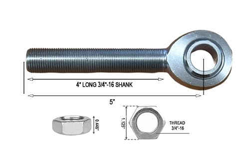Right Hand 3/4" Bore X 4" Long 3/4" Shank w/Jam Nut Heim Joint