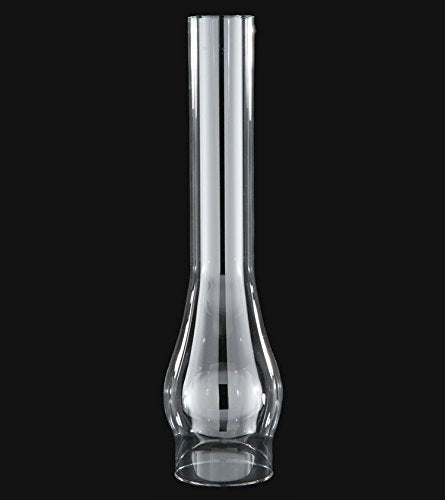 B&P Lamp 3 Inch Base by 14 Inch Tall Clear Glass Oil and Kerosene Lamp Chimney