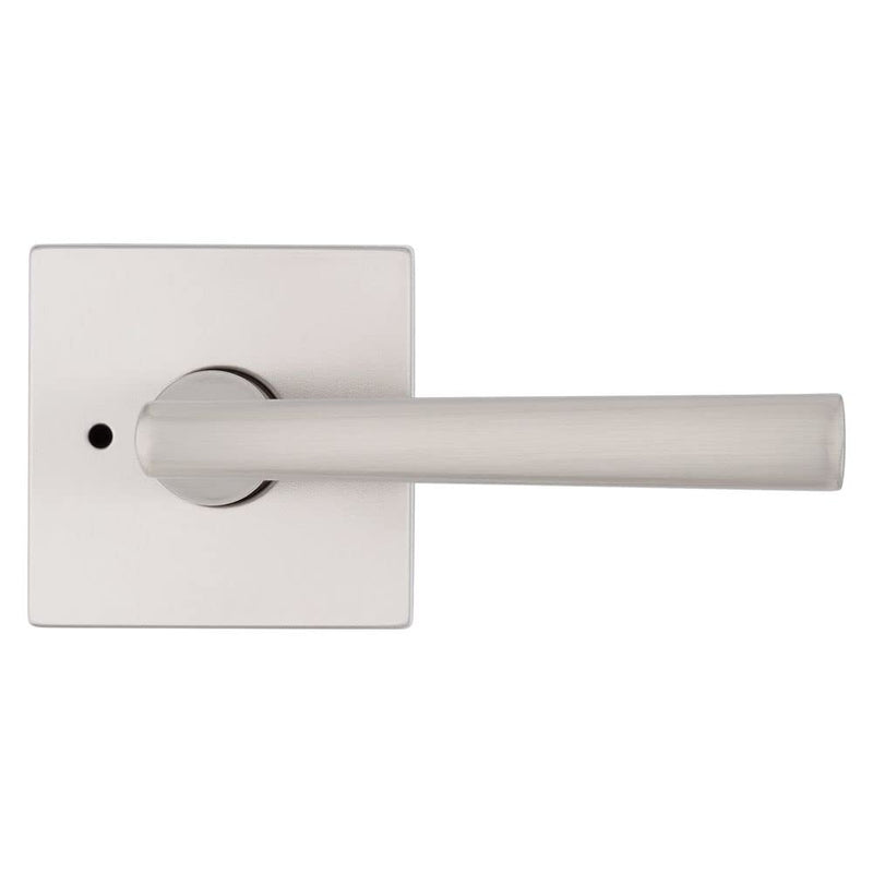 Kwikset Montreal Interior Privacy Door Handle with Lock, For Bathroom and Bedroom, Satin Nickel Reversible Keyless Push Button Lock Door Lever 1 Pack