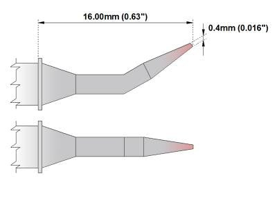 Thermaltronics M70TZ004 Tweezers Cartridge Pair - Bent 30deg Sharp 0.4mm (0.016in)