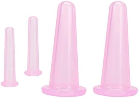 LASSUM 4 Pieces Facial Cupping Therapy Set Anti Cellulite Silicone Vacuum Cupping Cups for Face and Eye Cupping Massage (2 Pieces S + 2 Pieces L) - NewNest Australia