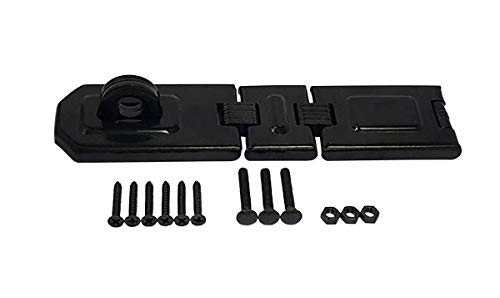 QCAA Extra Heavy Duty Concealed Safety Hasp, Flexible Link, with Hardened Staple, 6-1/4" Single Flexible, Black Coated, 1 Pack 6-1/4"