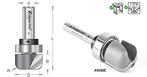 Amana Tool - 45990 Carbide Tipped Bowl & Tray 1/4 Radius x 3/4 Dia x 5/8 x 1/2" Shank