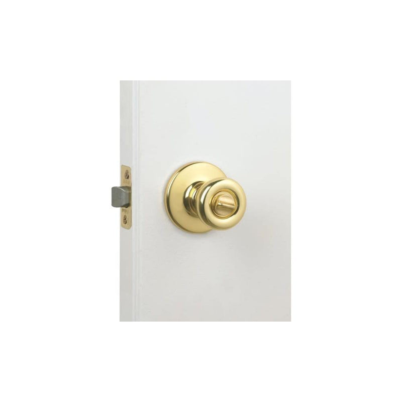 Kwikset Tylo Interior Privacy Door Knob with Lock, Door Handle For Bathroom and Bedroom, Polished Brass Keyless Turn Lock Doorknob, 1 Count (Pack of 1) Standard Packaging