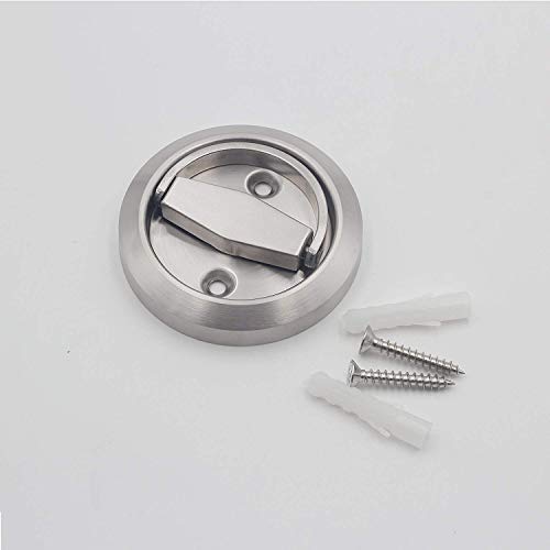 Round Recessed Door Handle/Deadbolt (No Key)(Standard US Door 1.3-1.7 inch / 35-45mm), NOT for Pocket Doors, Thick Latch with Bevel Edge.