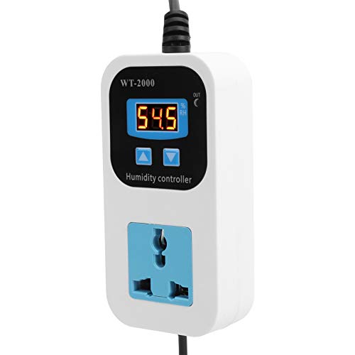 Digital Humidity Controller 0-99% RH Hygrostat with Sensor Outlet 110-220V for Humidifier Dehumidifier HVAC (US Plug) US Plug