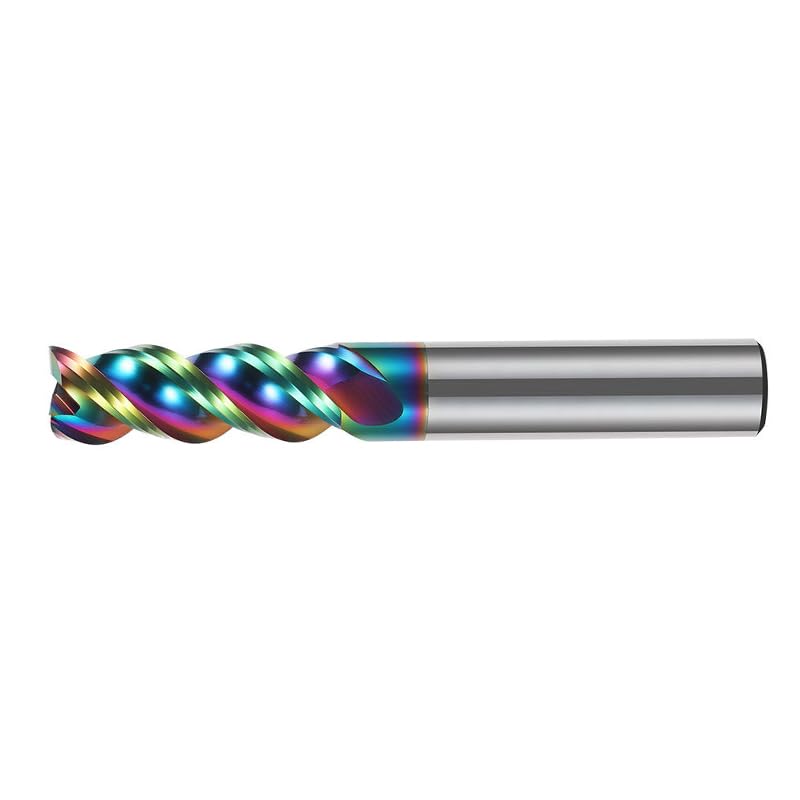 3/8" Carbide Square End Mill Bits for Aluminum - 3/8" Shank Dia,2-1/2'' Oal - 3 Flutes DLC Rainbow Coating - Durable 3/8"DLC (1 Pieces)