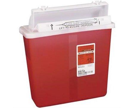Covidien COV-8507SA SharpSafety Safety in Room Sharps Container Counterbalance Lid, 5 Quart Capacity, Transparent Red
