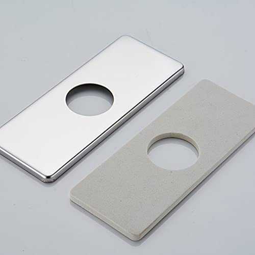 6 Inch Chrome Sink Hole Cover, 4" Hole Cover Deck Plate, Bathroom Faucet Deck Plate, Stainless Steel Square Escutcheon for Bathroom or Kitchen Single Hole Vanity Sink Faucet