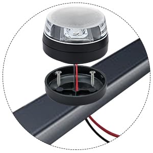 LED Waketower All-Round 360 Degree White Boat Tower Light,Anchor Light,Bimini Top,USCG Certified 2NM, DC 10-30V