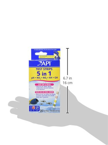 API 5-in-1 Test Strips Freshwater and Saltwater Aquarium Test Strips 25-Count Box Aquarium Water Testing