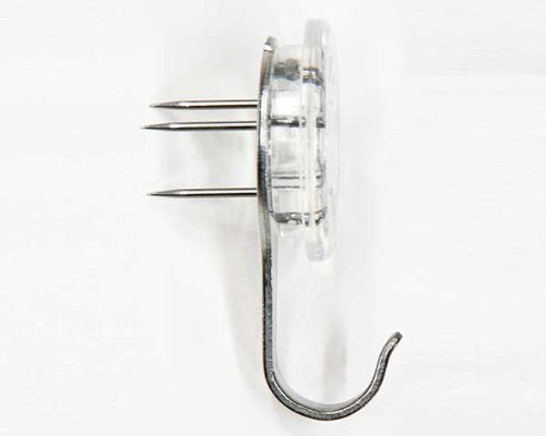 Daiichi Steal Works 3-pin hooks. For use on drywall, vaneers, wood. 2-piece set, clear. 00493360-001 Pack of 2