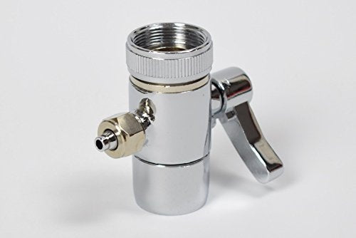 Kitchen Bathroom Sink Faucet Water Filter Diverter Valve for Push on 1/4 inch Tubing Replacement Part Adapter with M22 X M24 Connector, Polished Chrome Single Way 1/4" OD Tubing