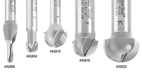 Amana Tool - 45900 Solid Carbide (Brazed To Steel Shank) Core Box 1/16 Radius x 1/8 Dia x