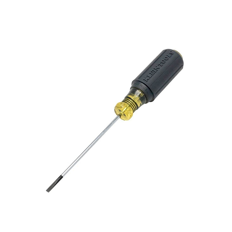 Klein Tools 612-4 Screwdriver, Made in USA, Flat Head Terminal Block Screwdriver, 1/8-Inch Cabinet Tip, 4-Inch Round Shank, TB-DIN 1 Count (Pack of 1) 1/8 Terminal Block Screwdriver