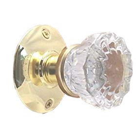 Rousso's Reproductions Crystal Glass Door Knob-Dummy/French Surface Mount is a Sparkling Antique Replica (Polished Brass Hardware)