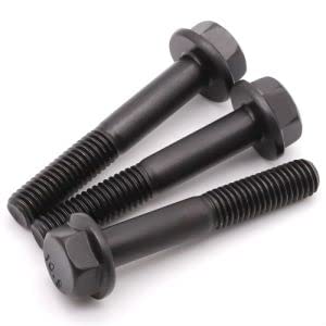 M8-1.25 x 70mm (10 Pack) Flanged Hex Head Bolts, Hexagon Flange Screws Bolts, Black Oxide Finish, 10.9 Grade Alloy Steel, Motocycle Car Bolts Replacements, Partial Thread M8-1.25 x 70mm