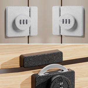 Closet Door Lock - 2 Pack 3-Digit Keyless Combination Cabinet Lock Drawer Locks - Anti-Pry Double Door Locks for Swinging Sliding Door Cupboard Pantry Barn Shed Door White