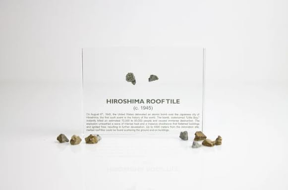 Authentic Hiroshima Tile Artifact Display, Encased in Crystal-Clear Lucite Acrylic, Handmade in the USA, From Hiroshima Site, For Display or Education Purposes, Unique World War II Relic