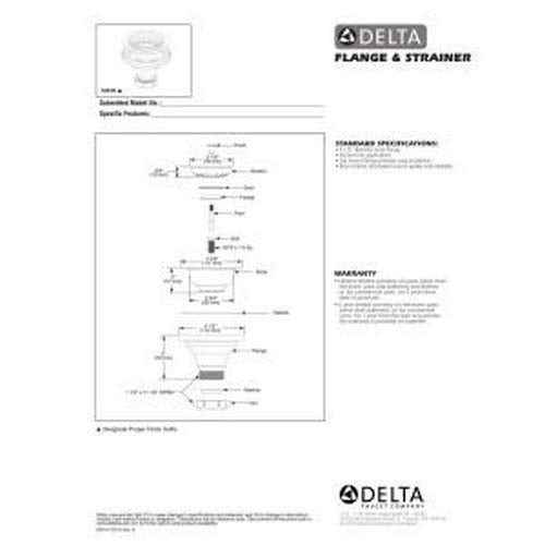 Delta D72010 Basket Strainer Flange for Standard Kitchen Sink Drain Openings Chrome