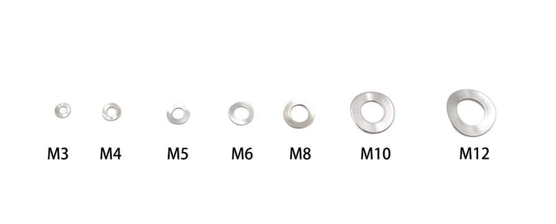 350PCS Metric M3 M4 M5 M6 M8 M10 M12 304 Stainless Steel Wave Spring Washer Assortment Kit